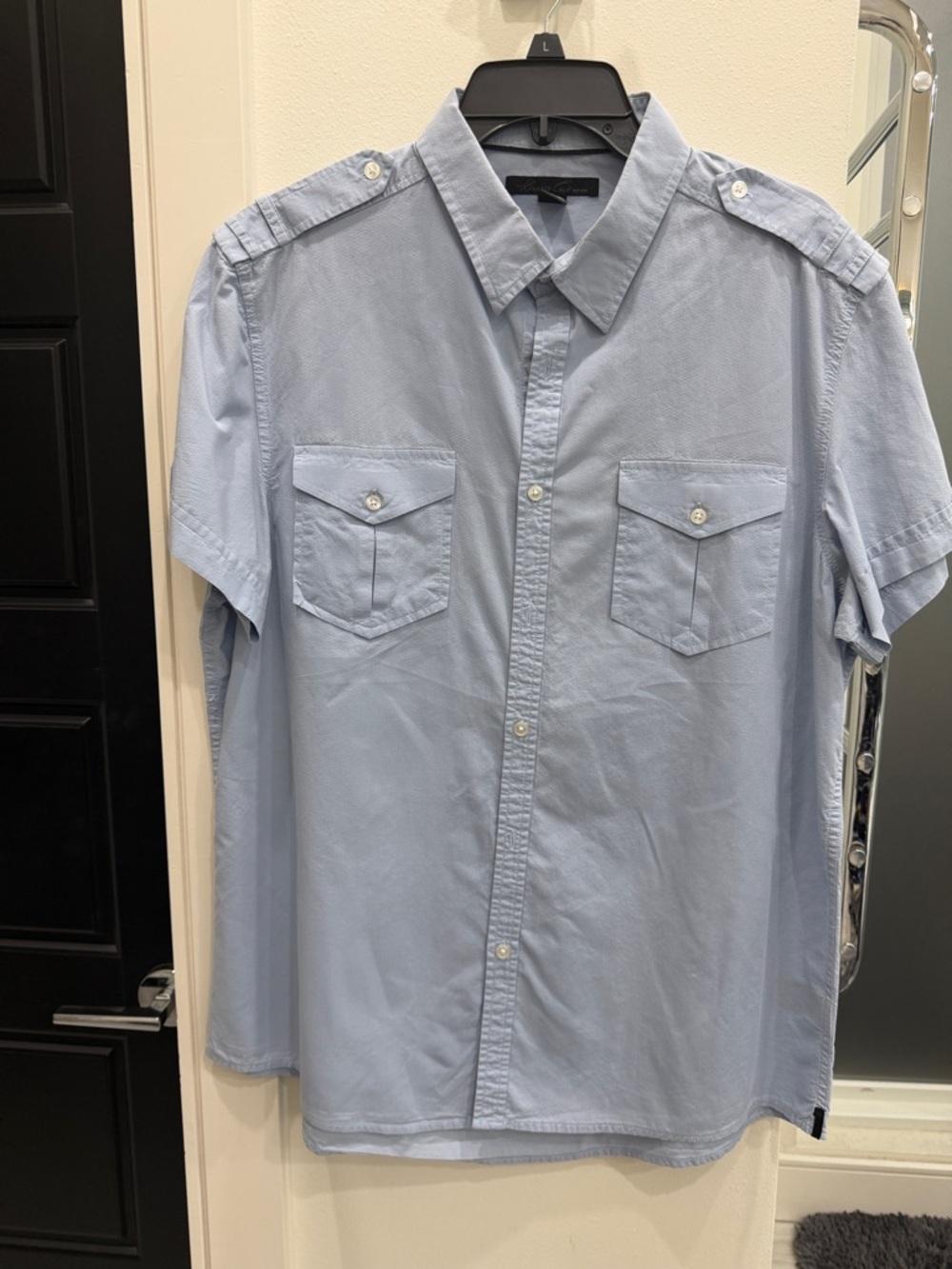 Kenneth Cole New York Light Blue Short-Sleeve Button-Down Shirt